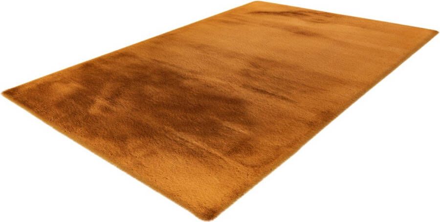 Lalee Heaven ronde Vloerkleed Tapijt – Karpet Hoogpolig Superzacht Fluffy Shiny- Silk look- rabbit- ROND 120x120 cm amber bruin