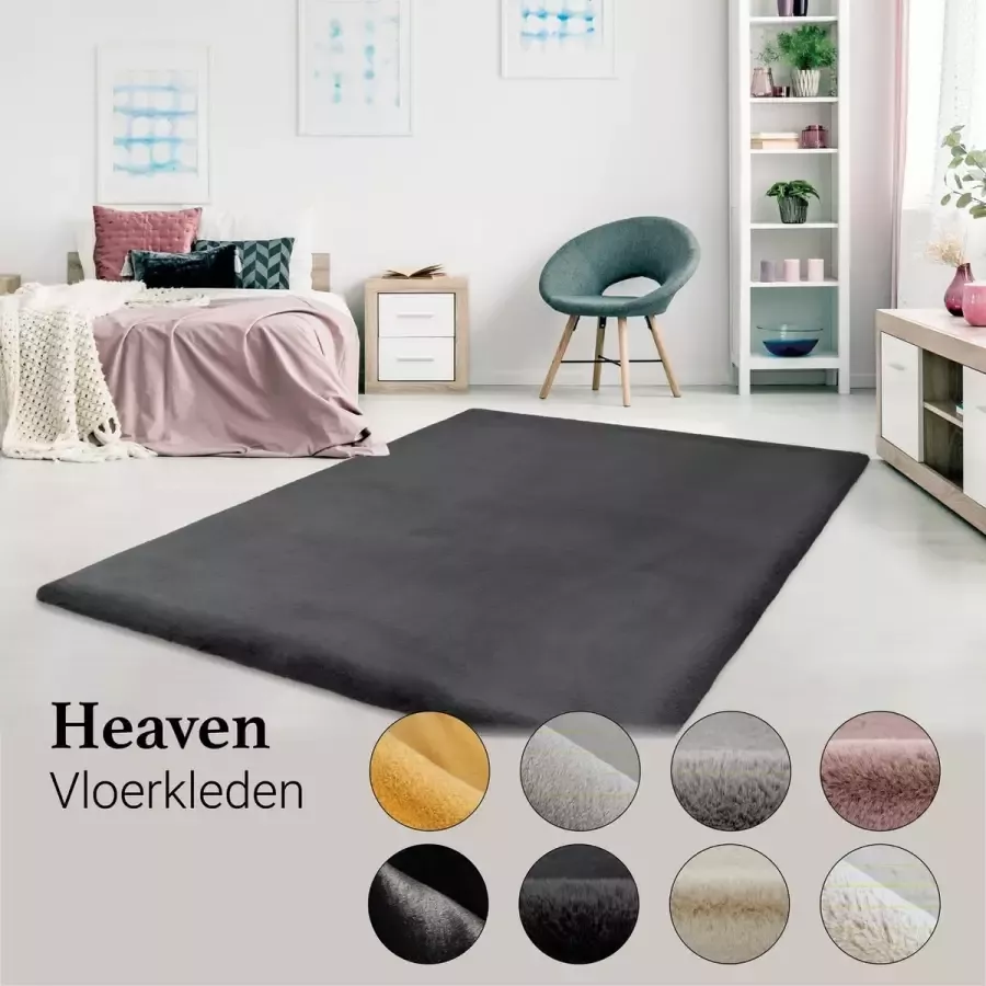 Lalee Heaven Vloerkleed Tapijt – Karpet Hoogpolig Superzacht Fluffy Shiny- Silk look- rabbit- 120x170 cm grafiet antraciet