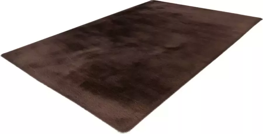 Lalee Heaven ronde Vloerkleed Tapijt – Karpet Hoogpolig Superzacht Fluffy Shiny- Silk look- rabbit- ROND 120x120 cm amber bruin