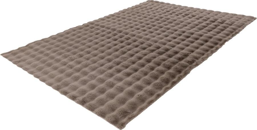 Lalee Harmony 3d Vloerkleed Tapijt – Karpet Hoogpolig Superzacht Fluffy Shiny- 3d blokjes- rabbit- 80x150 cm Taupe
