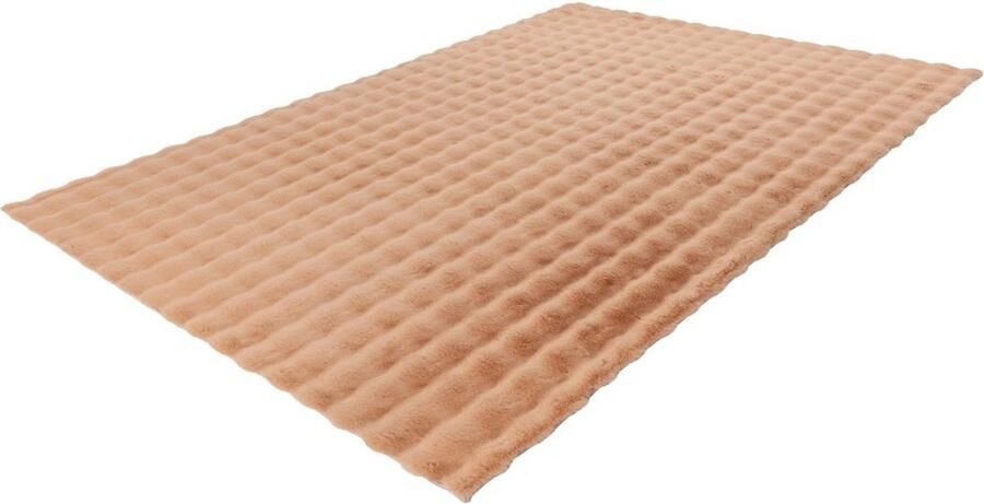 Lalee Harmony 3d Vloerkleed Tapijt – Karpet Hoogpolig Superzacht Fluffy Shiny- 3d blokjes- rabbit- 200x290 cm perzik beige