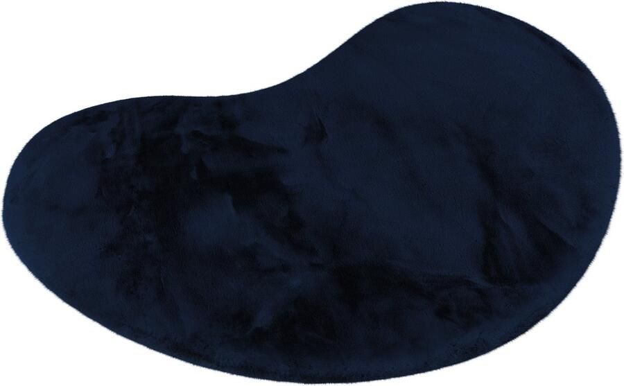 Lalee Heaven Organische Vloerkleed Tapijt – Karpet Hoogpolig Superzacht nier vorm -comfy Fluffy rabbit fur- 160x230 cm Organische vorm navi blauw