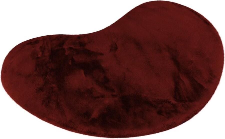 Lalee Heaven Organische Vloerkleed Tapijt – Karpet Hoogpolig Superzacht nier vorm -comfy Fluffy rabbit fur- 160x230 cm Organische vorm bordeux rood