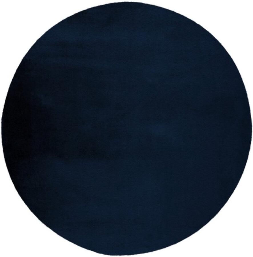 Lalee Heaven Ronde Vloerkleed Tapijt – Karpet Hoogpolig Superzacht -comfy Fluffy rabbit fur- 200x200 cm Rond Navi Blauw