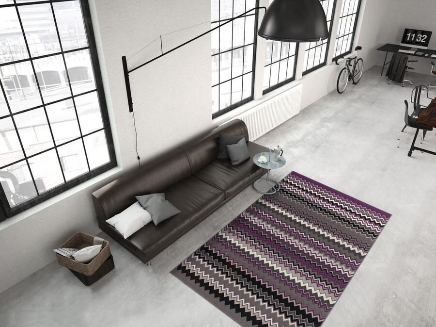 Lalee laagpolig vloerkleed met fijn Zigzagpatroon 160 x 230 Paars