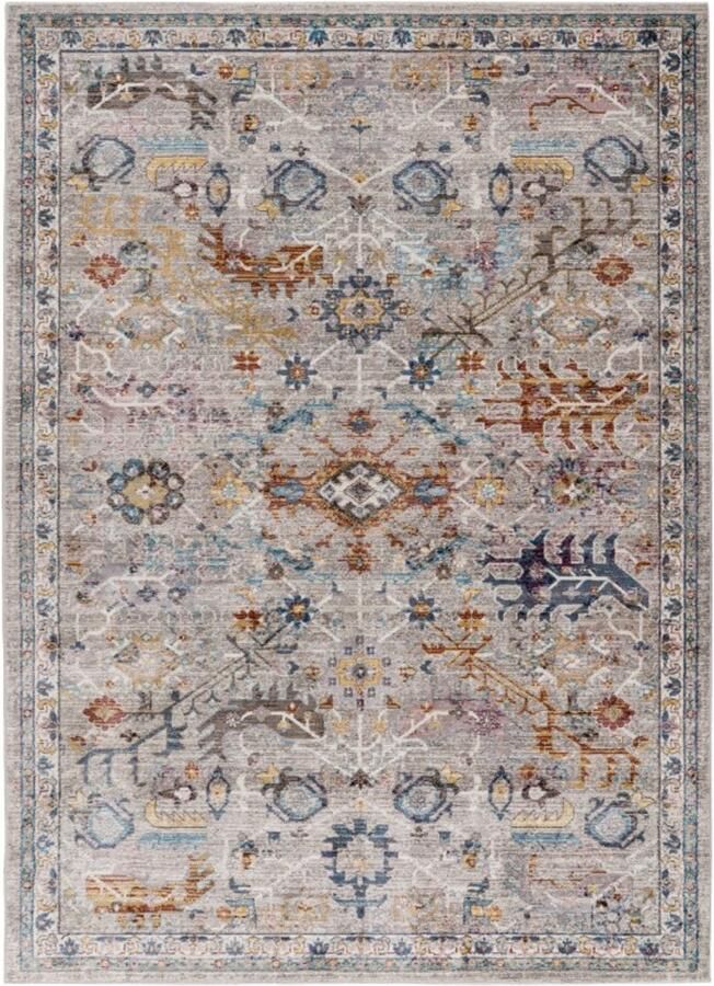 Lalee Picasso Gris vloerkleed vintage laagpolig trendy multi kleuren 80x150 cm
