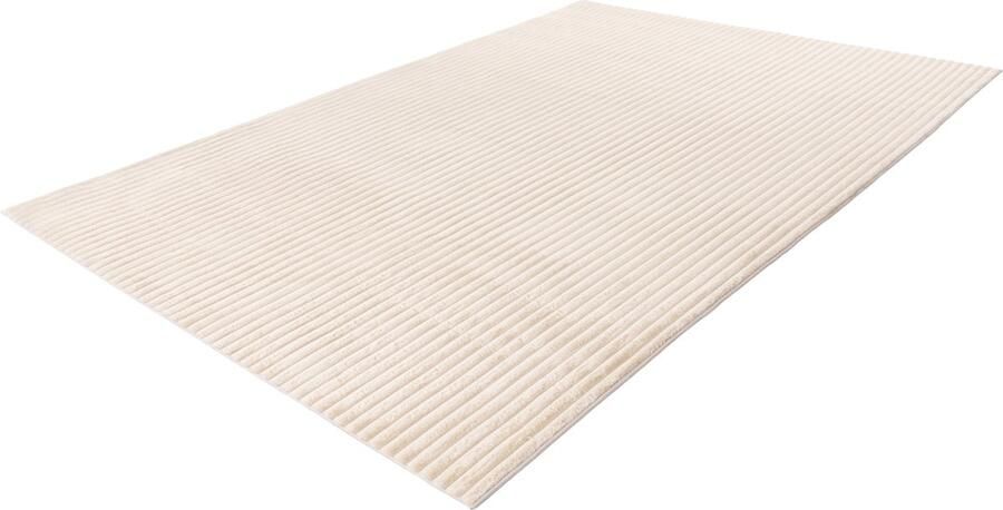 Lalee Plush Japandi Vloerkleed Superzacht gestreept Karpet Tapijt hoog laag polig effen Fluffy 160x230 cm beige
