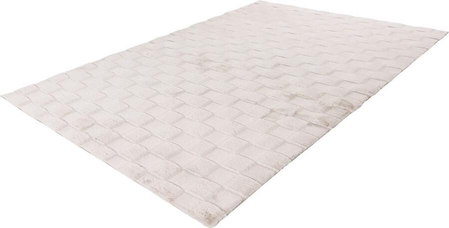 Lalee Soul 3d Vloerkleed Tapijt – Karpet Hoogpolig Superzacht nieuwe trend comfy Fluffy 3d blokjes- rabbit- 200x290 cm licht Taupe