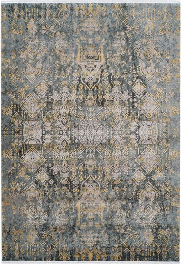 Lalee Orsay Modern Vloerkleed Laagpolig Grey Yellow Tapijt Karpet Nieuwe Collectie 2024 Hoogwaardige Kwaliteit 120x170 cm