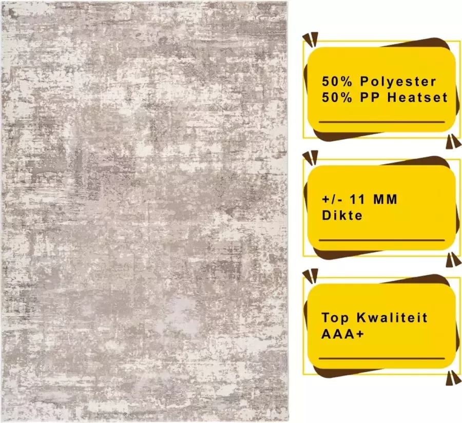 Lalee Paris Moderne Vloerkleed Taupe Tapijt Carpet Top Kwaliteit Nieuwe Collectie 80x150cm