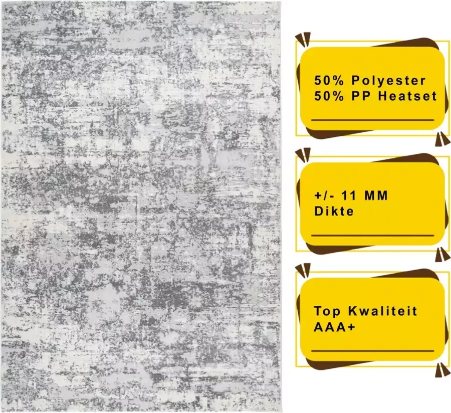 Lalee Paris Moderne Vloerkleed Zilver Tapijt Carpet Top Kwaliteit Nieuwe Collectie 80x150cm