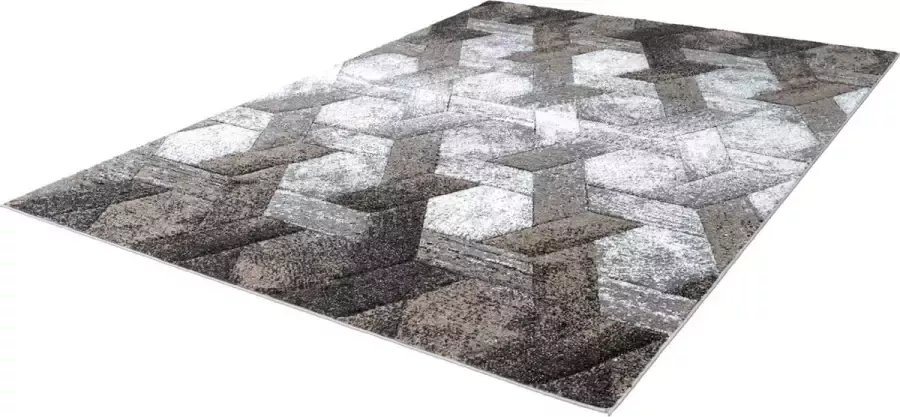 Lalee Swing Vloerkleed artistiek laagpolig 3D 120x170 Platina beige
