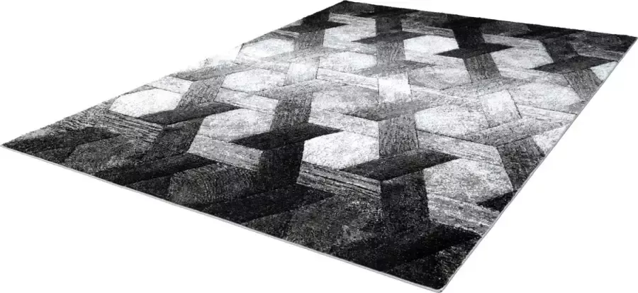 Lalee Swing Vloerkleed artistiek laagpolig 3D 200x290 Zilver