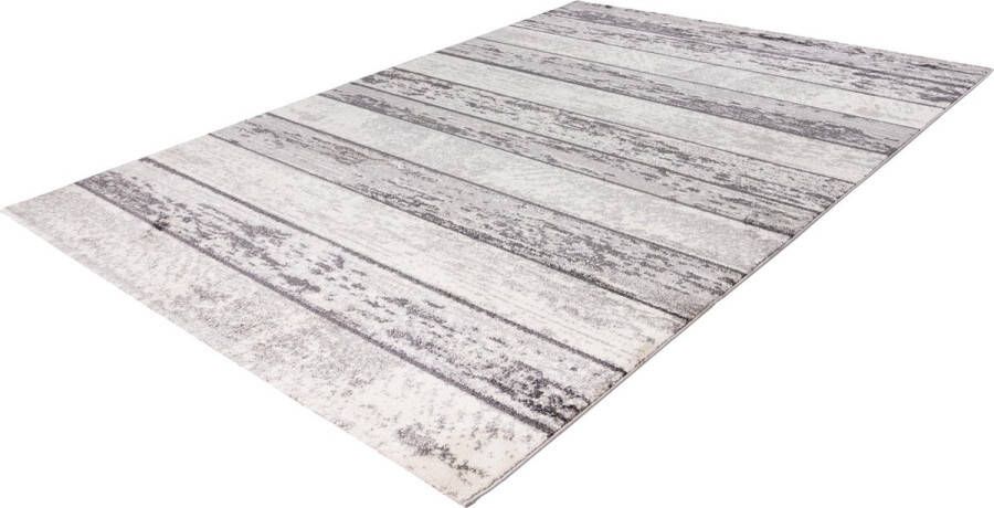 Lalee Trendy vloerkleed Superzacht Vintage hout look Tapijt Karpet 120x170 Zilver