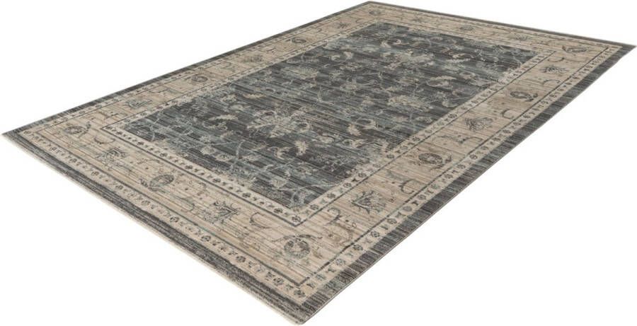 Lalee Vogue Vintage vloerkleed franjes handmadel look beige grijs 200x290 cm