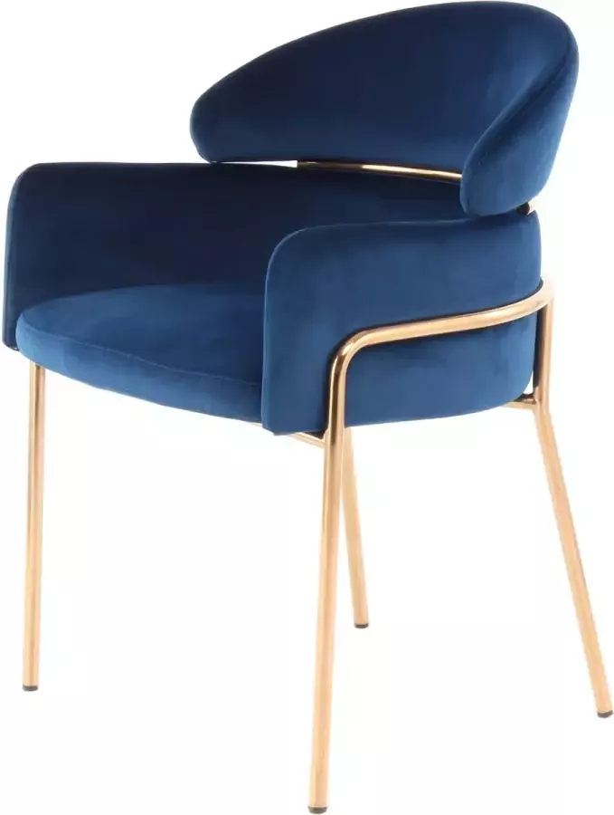 Litecommerce Floraya Eetkamerstoel Elva Blauw Rosegold 57x58x79cm (LxBxH) Maximaal draagvermogen 120KG