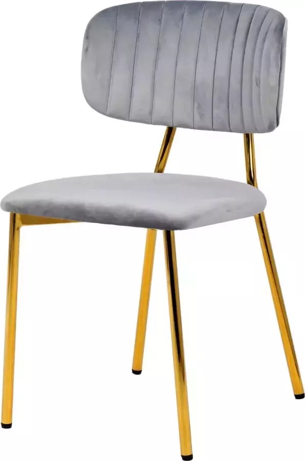 LaleeAvenue Kayoom Set 2 stoelen Kian Velours Fluweel Grijs Goud Belastbaar gewicht 120KG - Foto 2