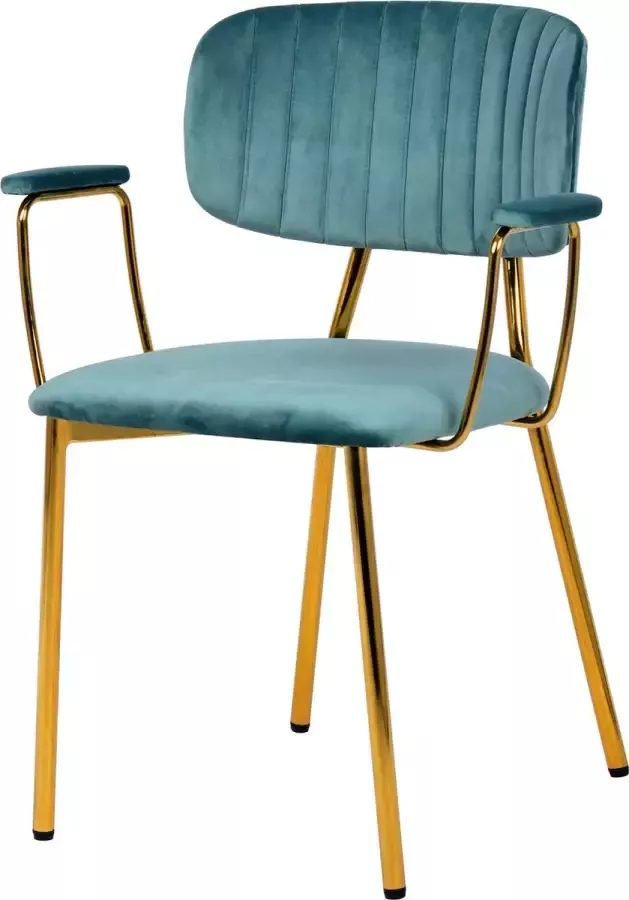 Litecommerce Kayoom Set 2 stoelen Kian met armleuning Velours Fluweel Mintgroen Goud Belastbaar gewicht 120KG