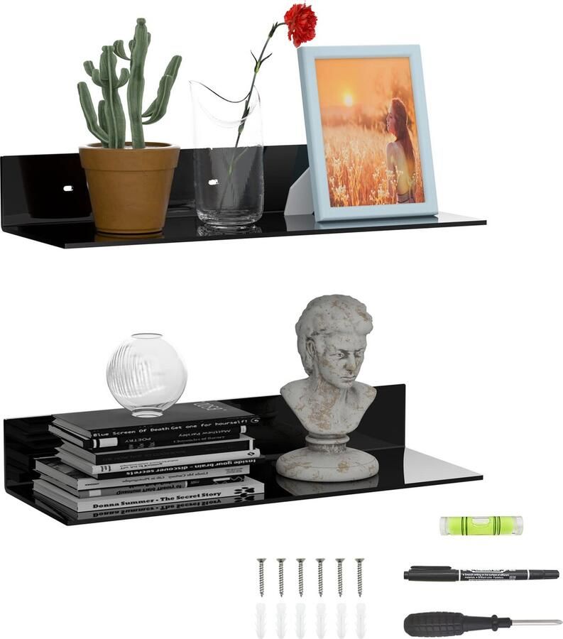 La'Moussawi Acryl Wandplanken Set van Twee voor Stijlvolle en Praktische Wanddecoratie