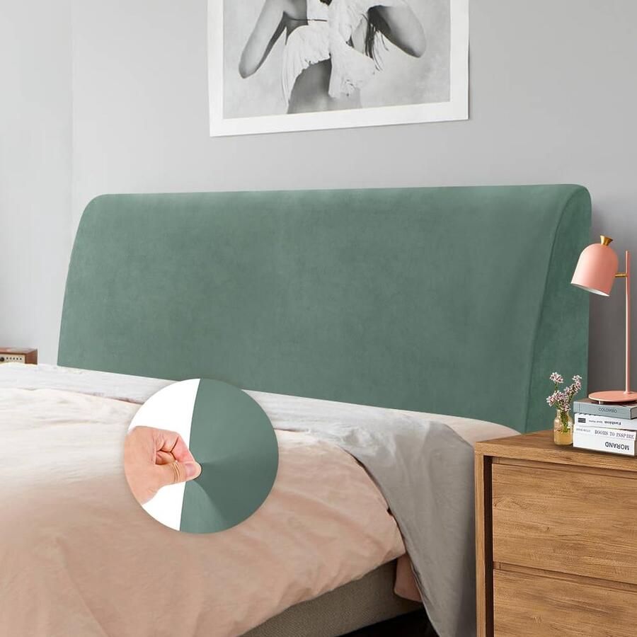 La'Moussawi Beschermende Fluwelen Hoes voor Hoofdbord in Cipressengroen Stretch en Stofvrij 150-170 cm