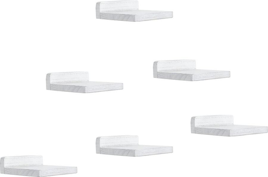 La'Moussawi Decoratieve Zwevende Houten Wandrekken voor Compacte Opslag en Stijlvolle Presentatie Set van 6