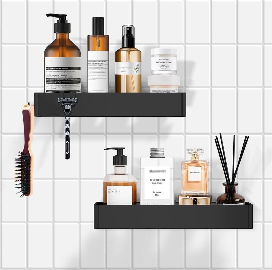 La'Moussawi Dubbele Zelfklevende Doucheplanken met Haken voor Badkameropslag