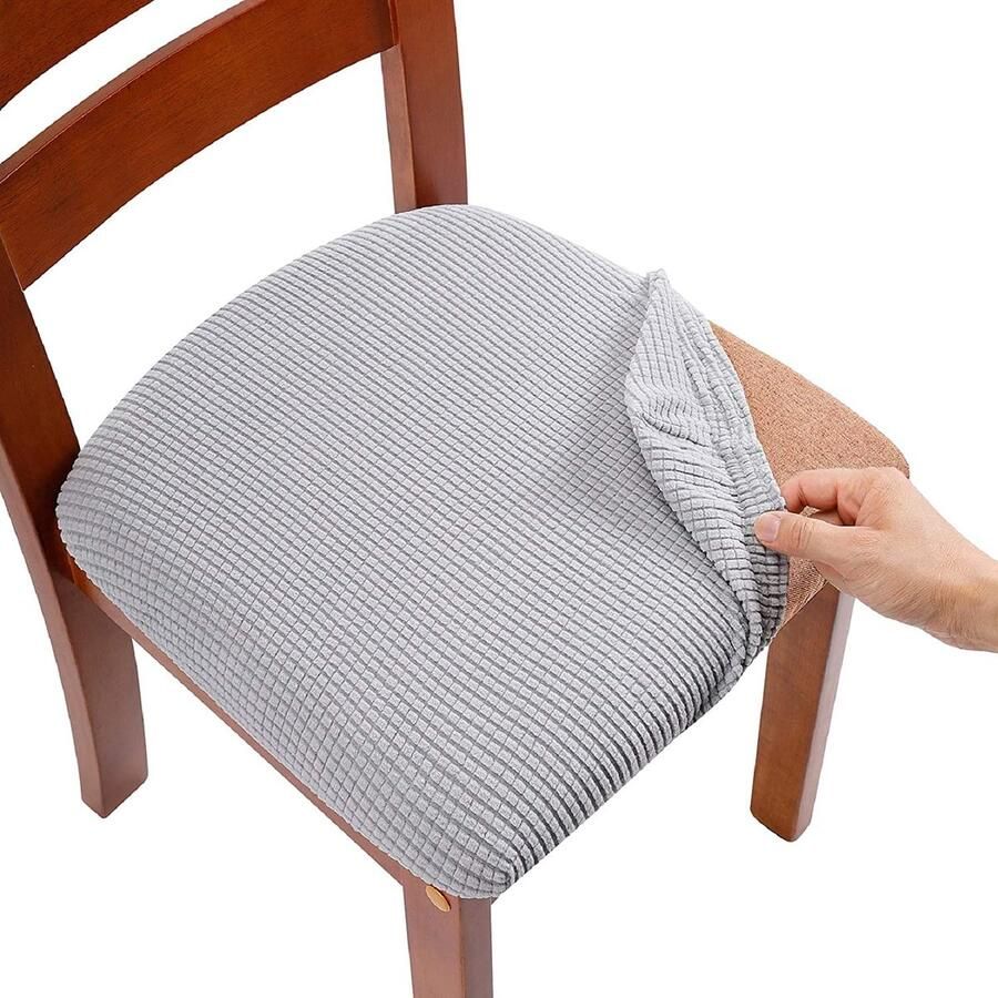 La'Moussawi Elastische Wasbare Stoelhoezen voor Bureaustoelen met Armleuningen Set van 2 Zilvergrijs