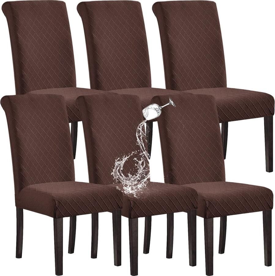 La'Moussawi Elegante en Waterafstotende Stoelhoezen voor Eetkamerstoelen Set van 6 Stretch en Wasbaar