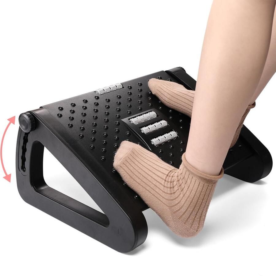 La'Moussawi Ergonomische Voetensteun met Verstelbare Hoogte en Massagefunctie voor Thuis en Kantoor