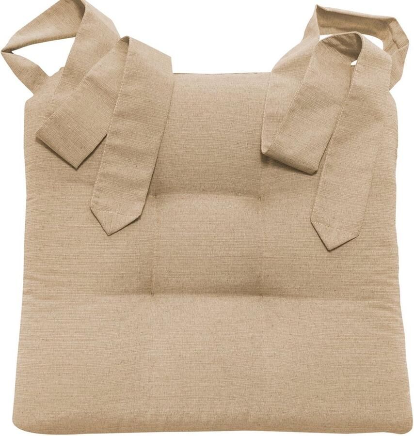 La'Moussawi Extra Comfortabele Zitkussen in Linnen-Textuur met Bevestigingsbanden voor Rotan Stoelen Beige