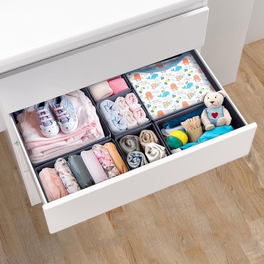 La'Moussawi Flexibele Opvouwbare Lade-Organizer Set voor Kleding en Kasten 7 Delig Grijs