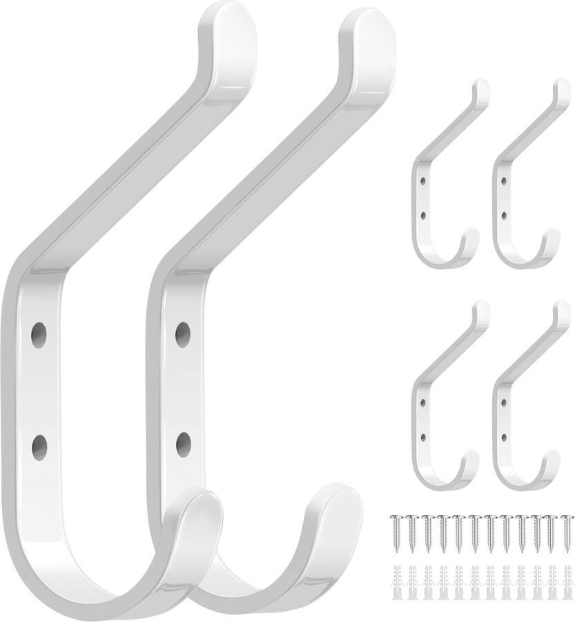 La'Moussawi Garderobehaken van Metaal voor Ruimtes Set van 6 Vintage Wit 10 cm
