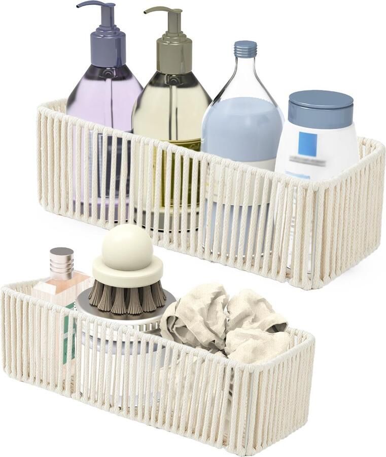 La'Moussawi Handgemaakte Gevlochten Katoenen Opbergmanden Set voor Stijlvolle Organisatie in Huis