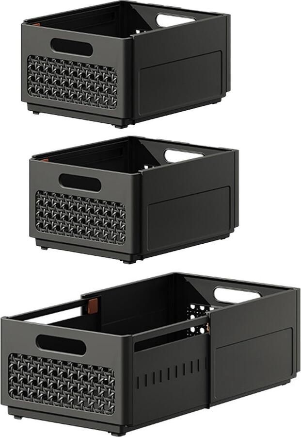 La'Moussawi Handige en Ruimtebesparende Opbergboxen voor Kledingkast en Lade 3 Stuks Uittrekbaar en Stapelbaar