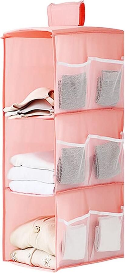 La'Moussawi Handige Opvouwbare Kastorganizer met Drie Lagen en Negen Zijvakken voor Kledingopslag