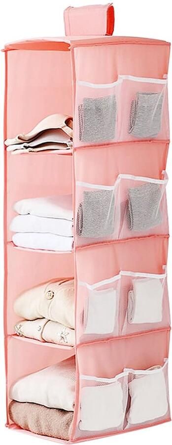 La'Moussawi Handige Opvouwbare Kleding Organizer met Vier Vakken en Twaalf Zijvakken voor Slaapkamer