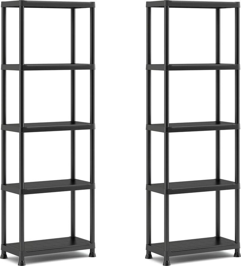 La'Moussawi Handige Set van Twee Opbergrekken met Vijf Verstelbare Planken voor Iedere Ruimte