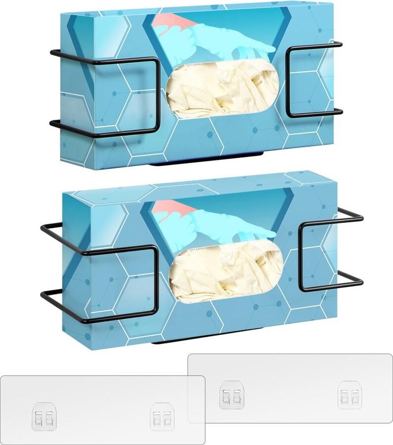 La'Moussawi Handige Wandhouder voor Handschoenen en Doekjes in Metaal Set van 2 Stuks