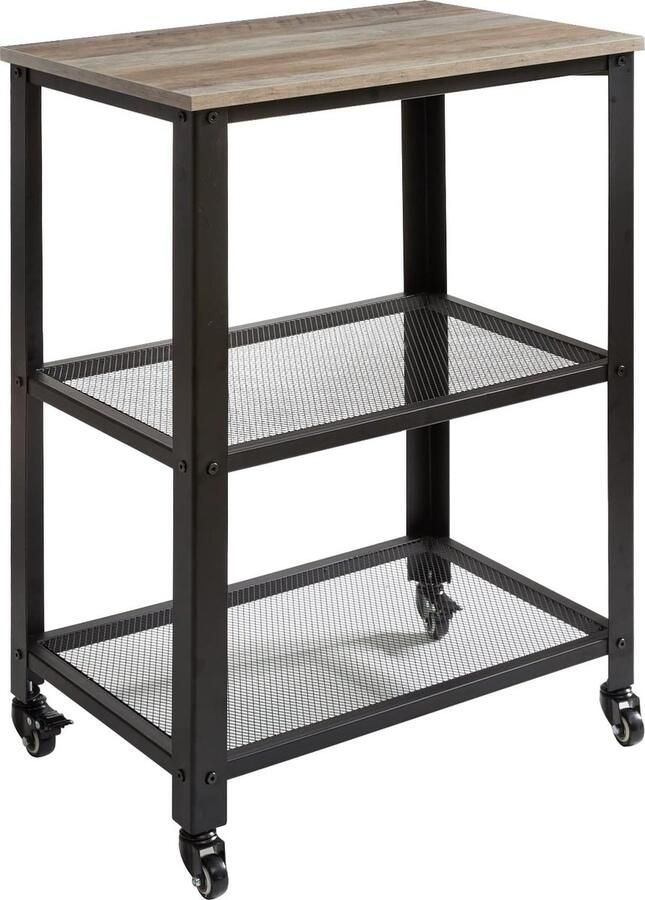 La'Moussawi Industriële Serveerwagen met Stalen Frame en Verplaatsbare Wielen voor Keuken en Woonkamer