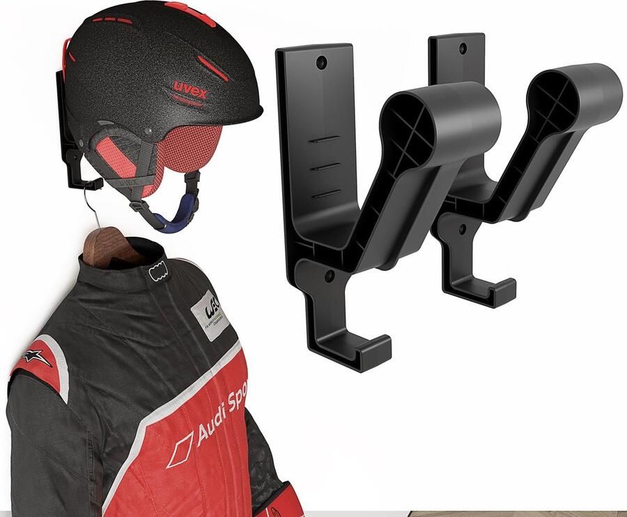 La'Moussawi Innovatieve Muurbeugel voor Helmopslag met Accessoirehaken Set van 2