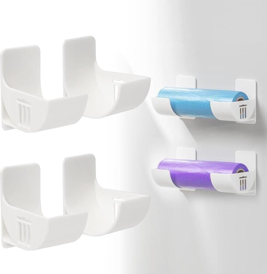 La'Moussawi Innovatieve Zelfklevende Wandhouder voor Vuilniszakken en Meer Set van 4 Stuks