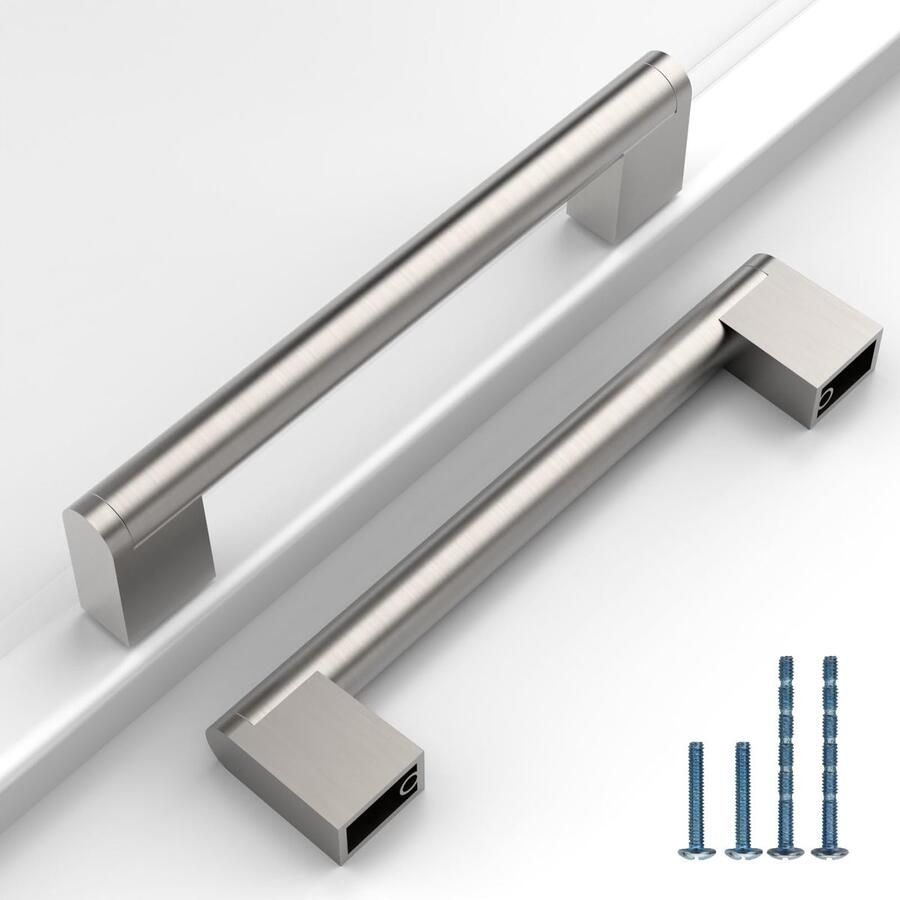 La'Moussawi Kastgrepen Set van 10 Stuks in Geborsteld Nikkel voor Meubels