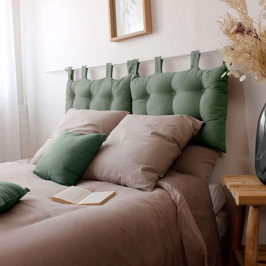 La'Moussawi Klassiek Hoofdbord Met Stijlvolle Katoenen Bekleding In Stijlvolle Leemgroene Kleur