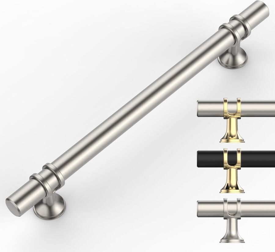 La'Moussawi Klassieke Geborsteld Nikkel Kastgrepen Set van 10 met Gatafstand van 160 mm voor Meubels