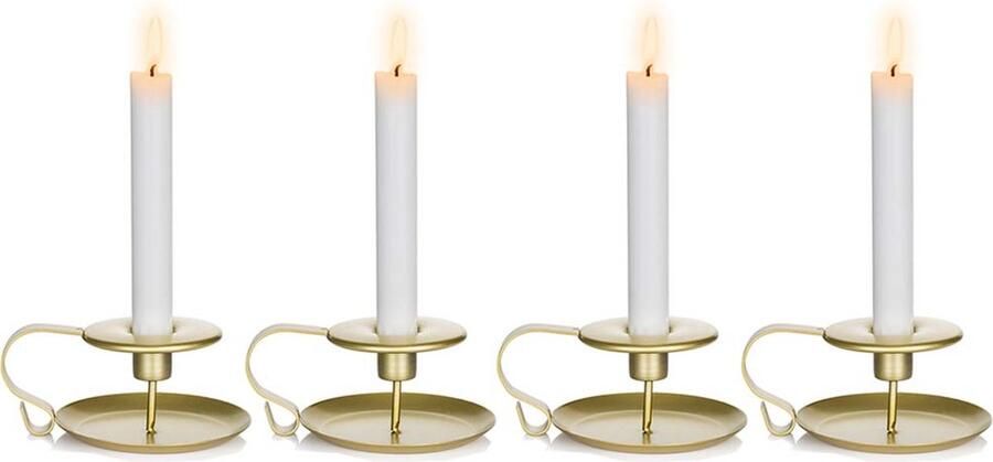 La'Moussawi Klassieke Gouden Tafelkandelaars voor Feestelijke Decoratie en Sfeervolle Eettafels Set van 4