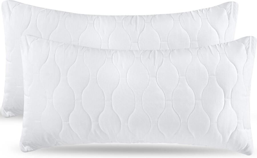 La'Moussawi Koppel van Luxe Gewatteerde Kussens voor Bed en Bank 40 x 80 cm 2 Stuks Wit