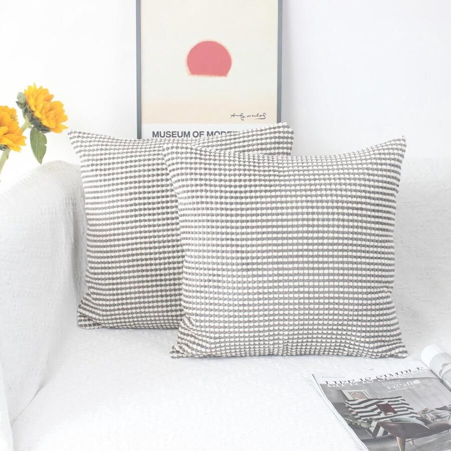 La'Moussawi Kussensloop Set van 2 Moderne Decoratieve Corduroy Kussenhoezen voor Bank of Slaapkamer