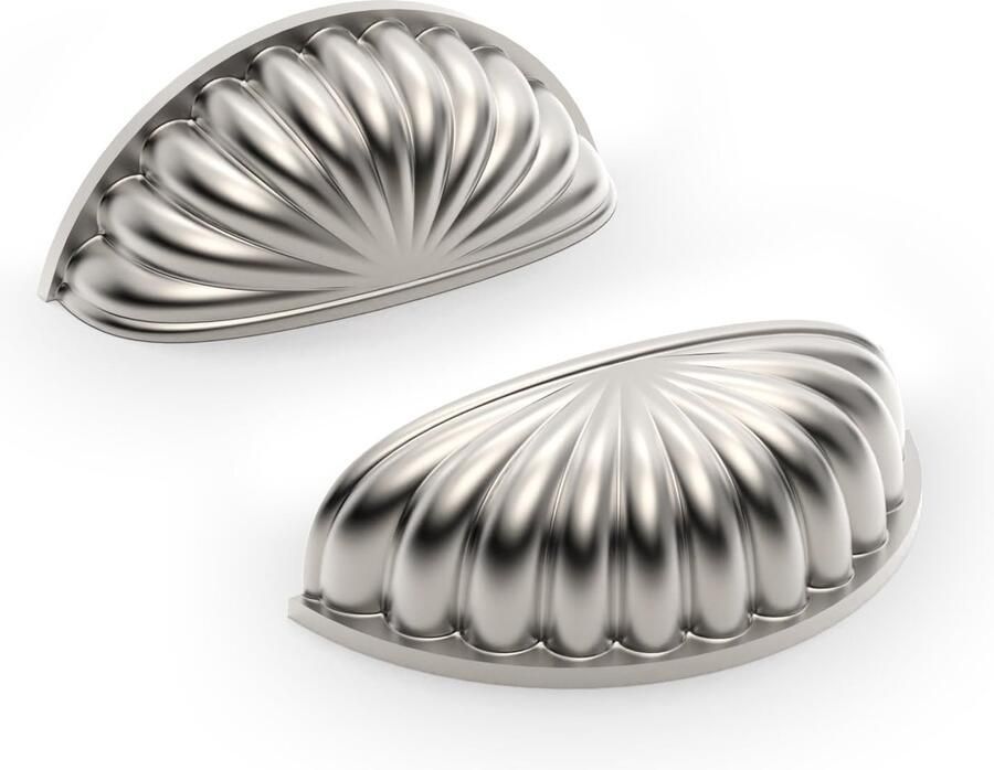 La'Moussawi Luxe Set van 10 Elegant Geborstelde Lade- en Kastgrepen met Unieke Schelpvorm