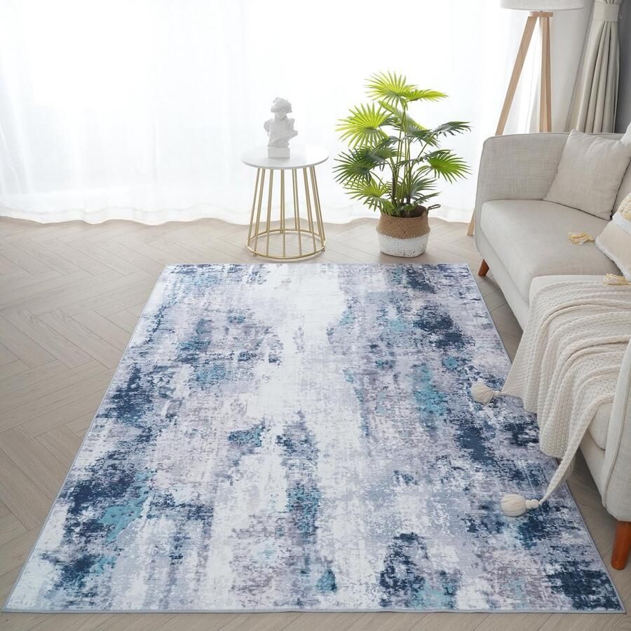 La'Moussawi Modern en Wasbaar Abstract Vloerkleed voor Woonkamer en Slaapkamer Laagpolig Ontwerp