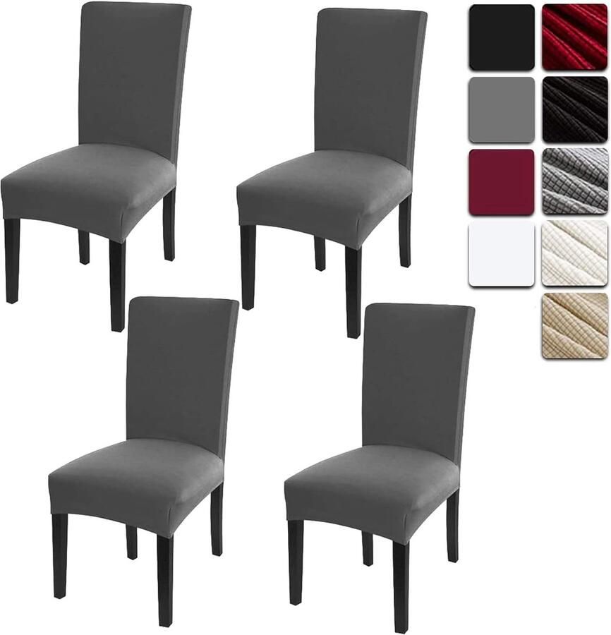 La'Moussawi Moderne Elastische Stoelhoezen voor Feestelijke Gelegenheden en Huisdecoratie Set van 4 in Grijs